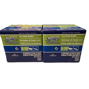 32 Count Swiffer Dry Cloth Refills Disposable 10.43"‎ x 8" White Lot of 2